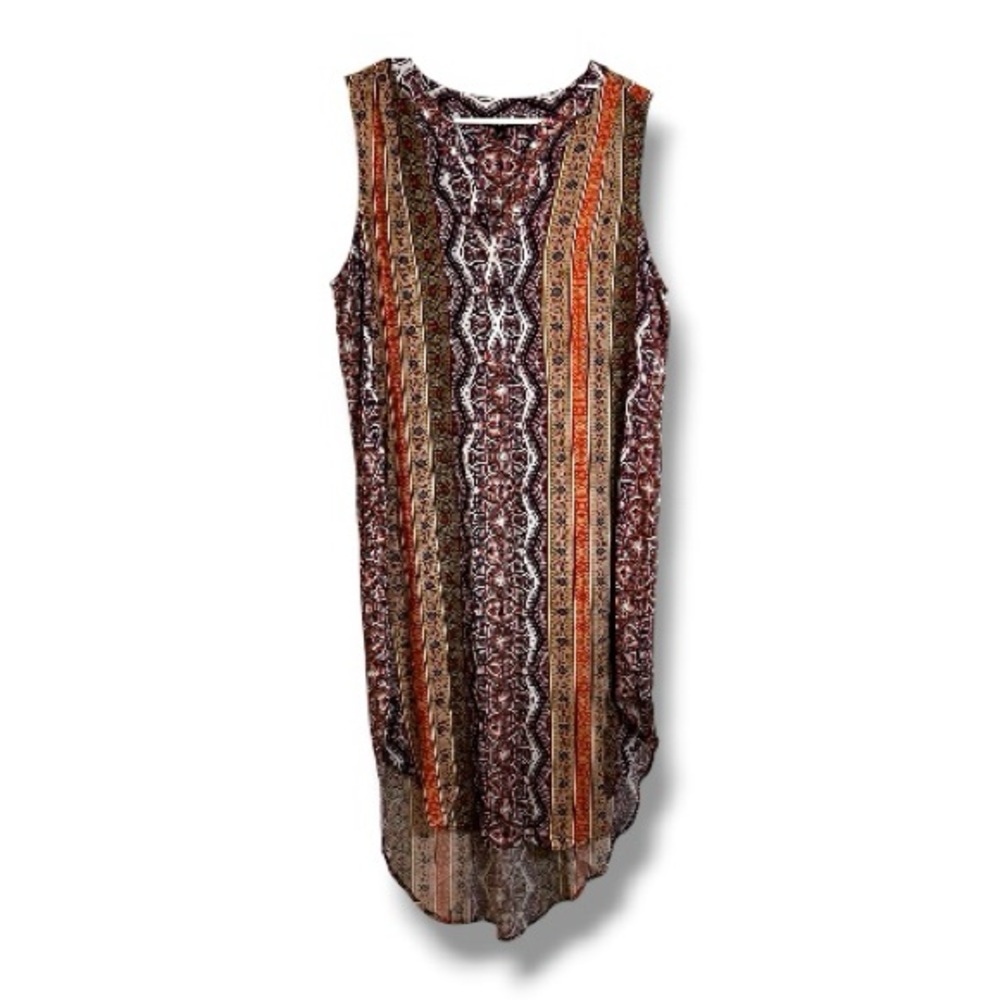 Cable & Gauge Vintage Geometric High-Low Midi Dress Size XL Boho Paisley
